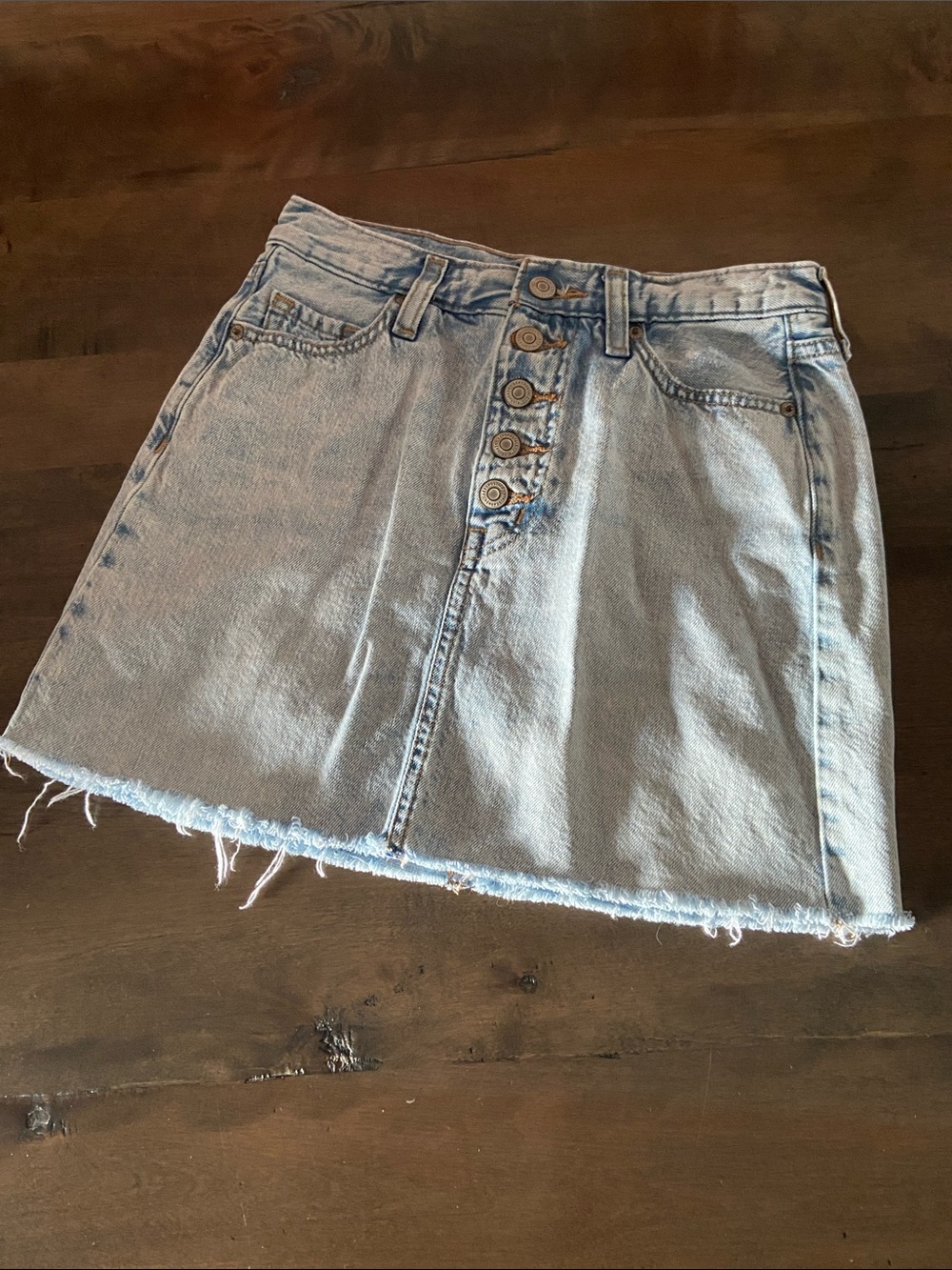 Aeropostale Light Blue Denim Button-Front Skirt
